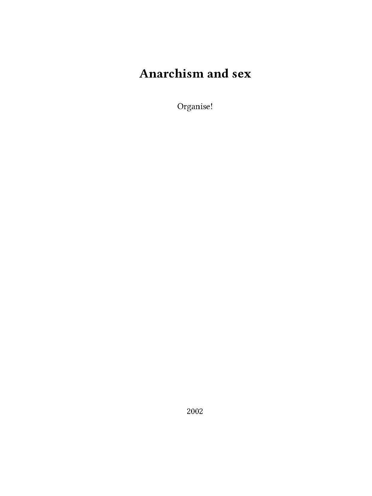 Anarchism and sex - Organise!