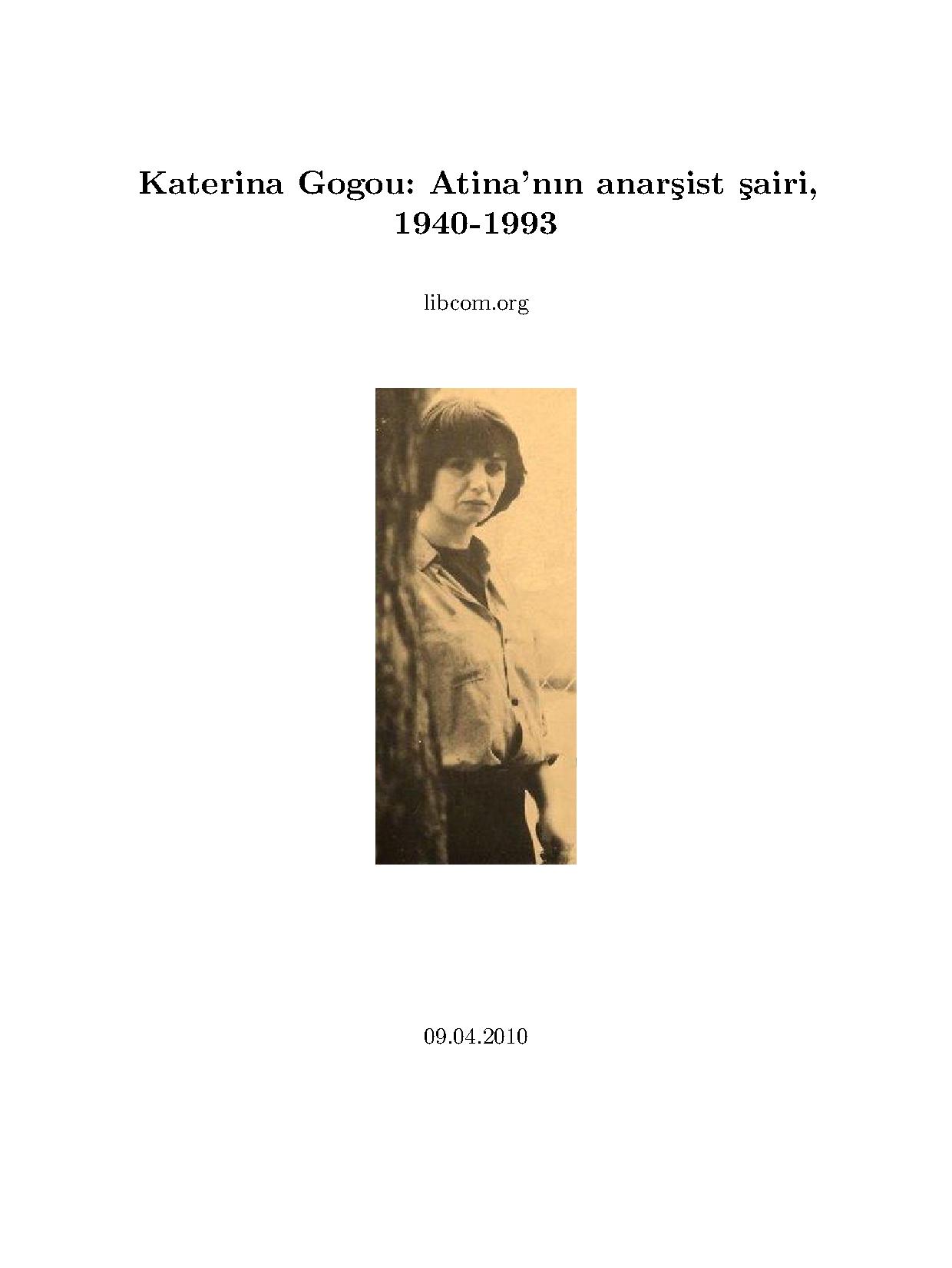 Katerina Gogou: Atina'nın anarşist şairi, 1940-1993 - libcom.org