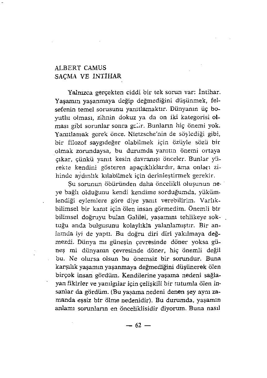 Saçma ve İntihar - Albert Camus