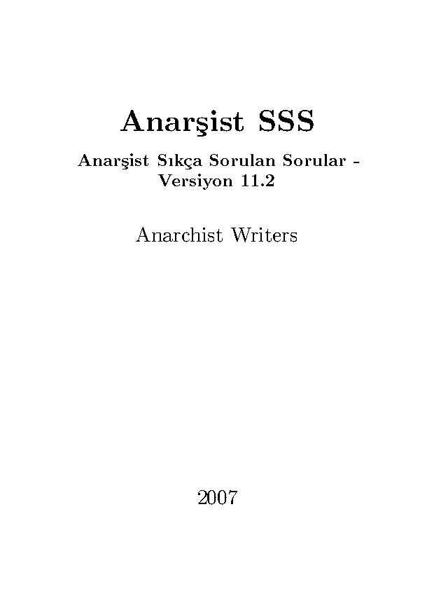 Anarşist SSS - Anarchist Writers